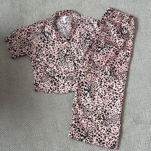 Leopard Print Pajamas Set - Pink and Black